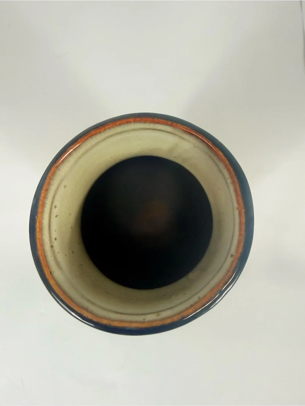VTG MCM Glazed Ceramic Vase Tapered Body Earth-tones Color Bands